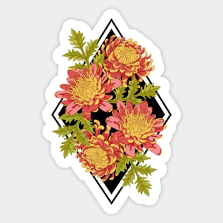 Red Chrysanthemum Flowers Art Sticker